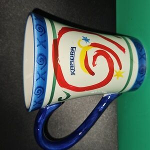 Kamora 4.5" Coffee Tea Mug Cup Blue White Red Yellow Spiral Swirl 